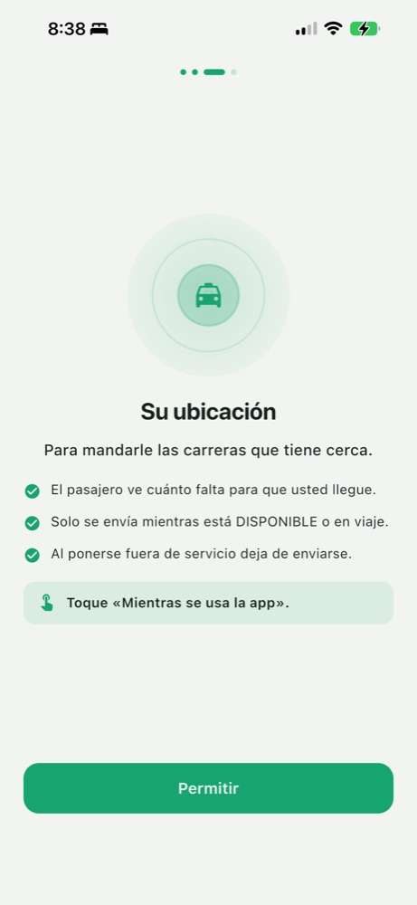 Pantalla del asistente pidiendo el permiso de ubicación